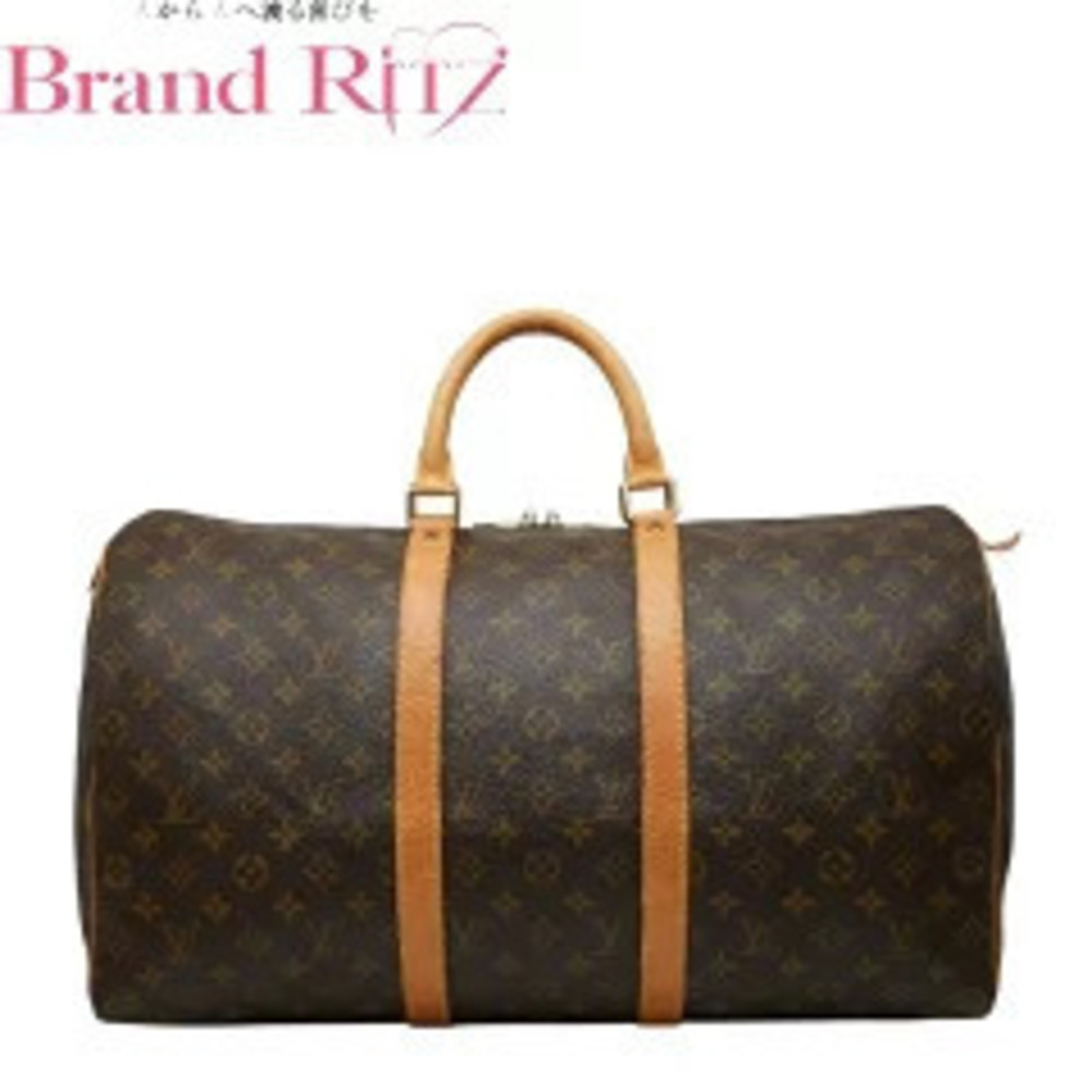 Louis Vuitton Monogram Keepall Travel Leather Travel Bag Brown